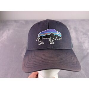 Patagonia Bison Logo Trucker Hat Navy Blue Mesh Snapback Baseball Cap